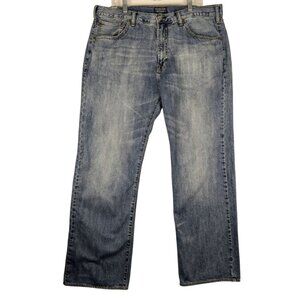 Polo Jeans Company Ralph Lauren Men 40x32 Blue Whiskered Faded Medium Wash Denim